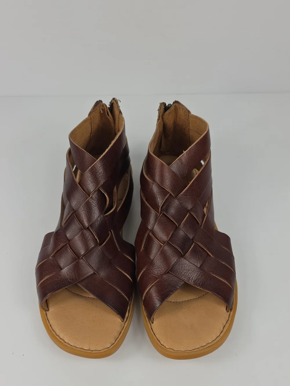 Børn Iwa Woven Brown Leather Women's Sandals Size 8